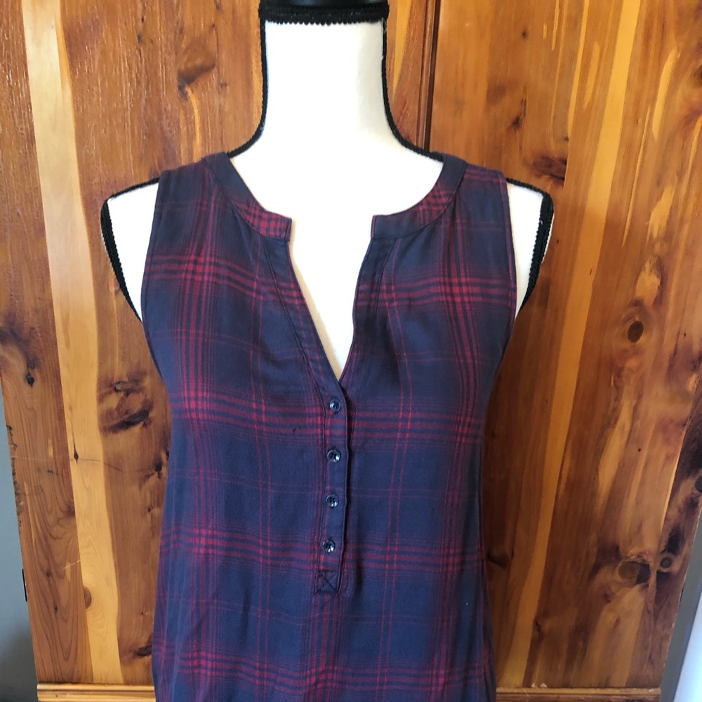 Navy/Red Plaid Tank- Small